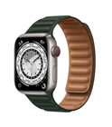 Превью-изображение №1 для товара «Apple Watch Series 7 45mm Titanium Case with Leather Link Sequoia Green (GPS+CEL)»